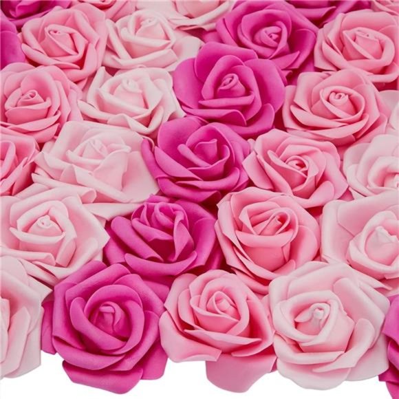100Pack Pink Artificial RoseFlower Heads for Decorations,Weddings,Bridal Showers - Picture 1 of 6